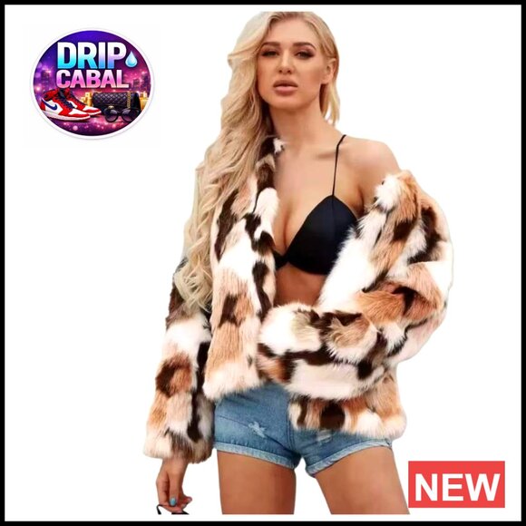 Faux Fur Coat Jacket Women's Winter Cardigan Long Sleeve Warm